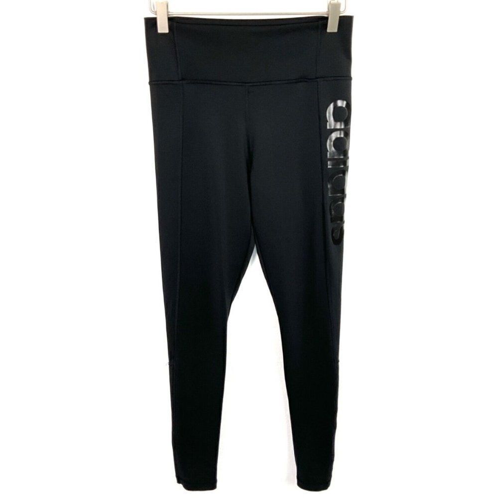 Adidas Black Spell Out Climalite Mesh Full Length Leggings Small